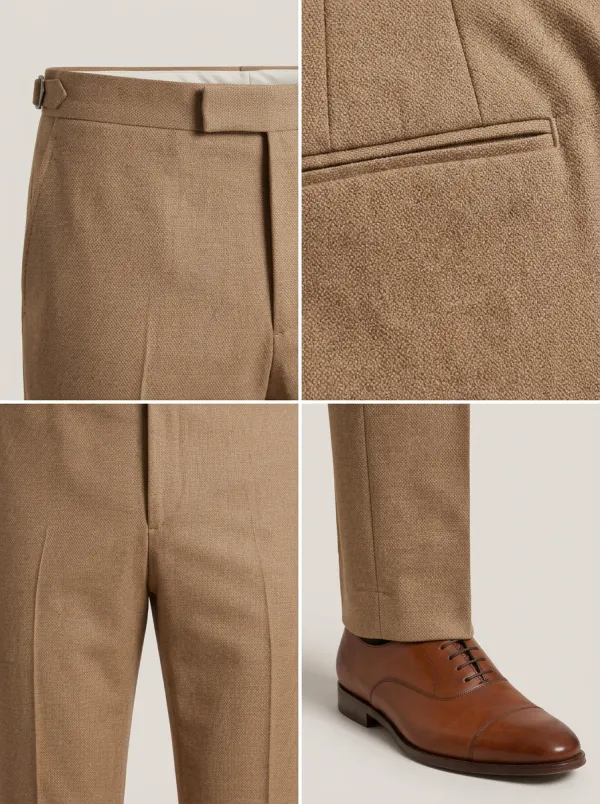 Side-Adjuster Textured Regular-Fit Straight-Leg Men's Tailored Suit Trousers