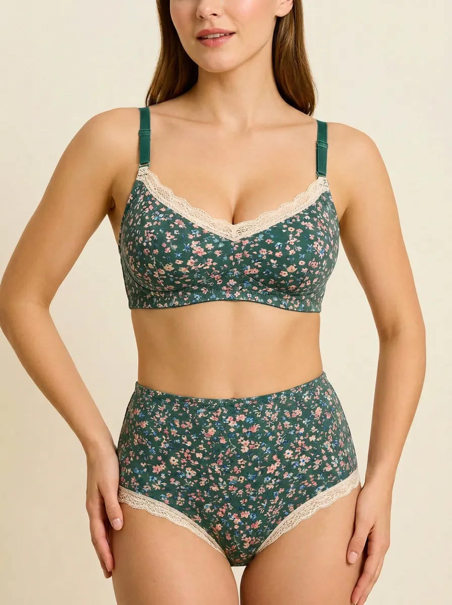 Floral Lace Trim Bralette Top