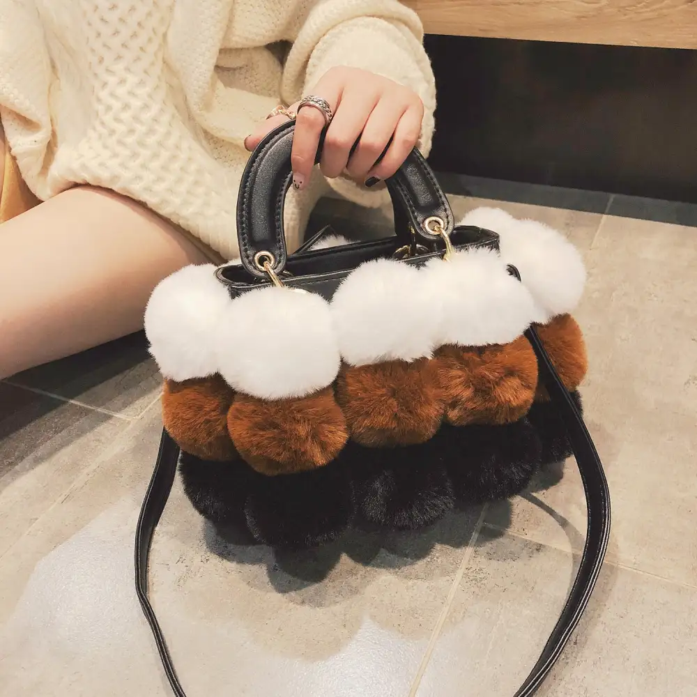 Korean-Style Plush Shoulder Bag Medium Messenger Winter