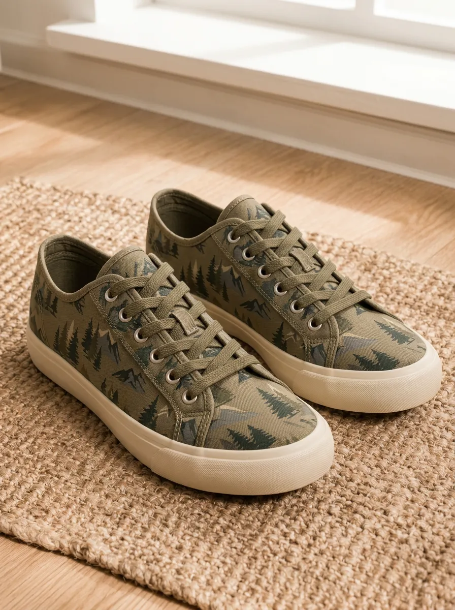Men's Street Outdoor Nature Lover Mountain Forest Patterned Canvas Shoes