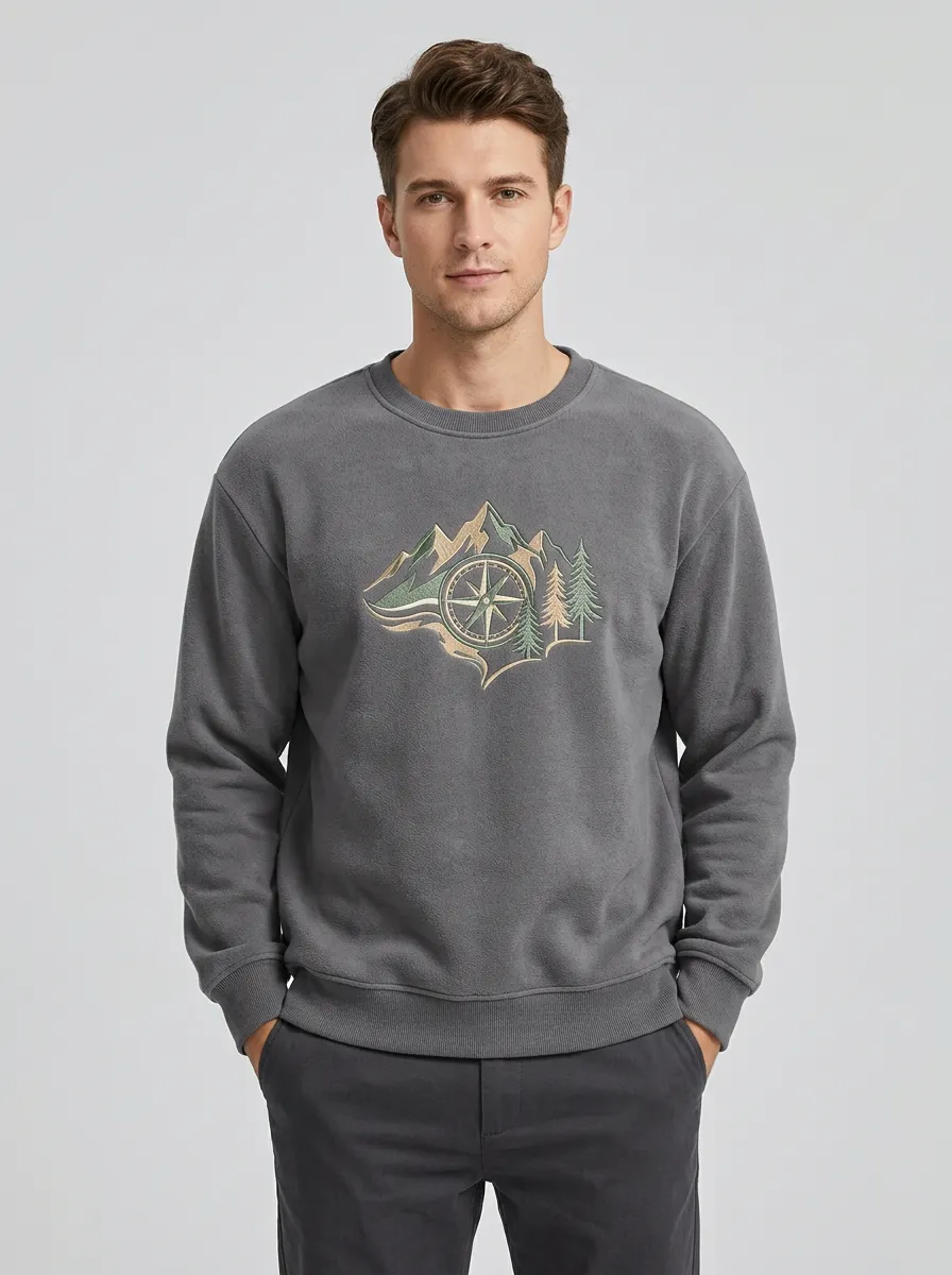 Men's Charcoal Outdoor Compass Mountain Fleece Sweatshirt