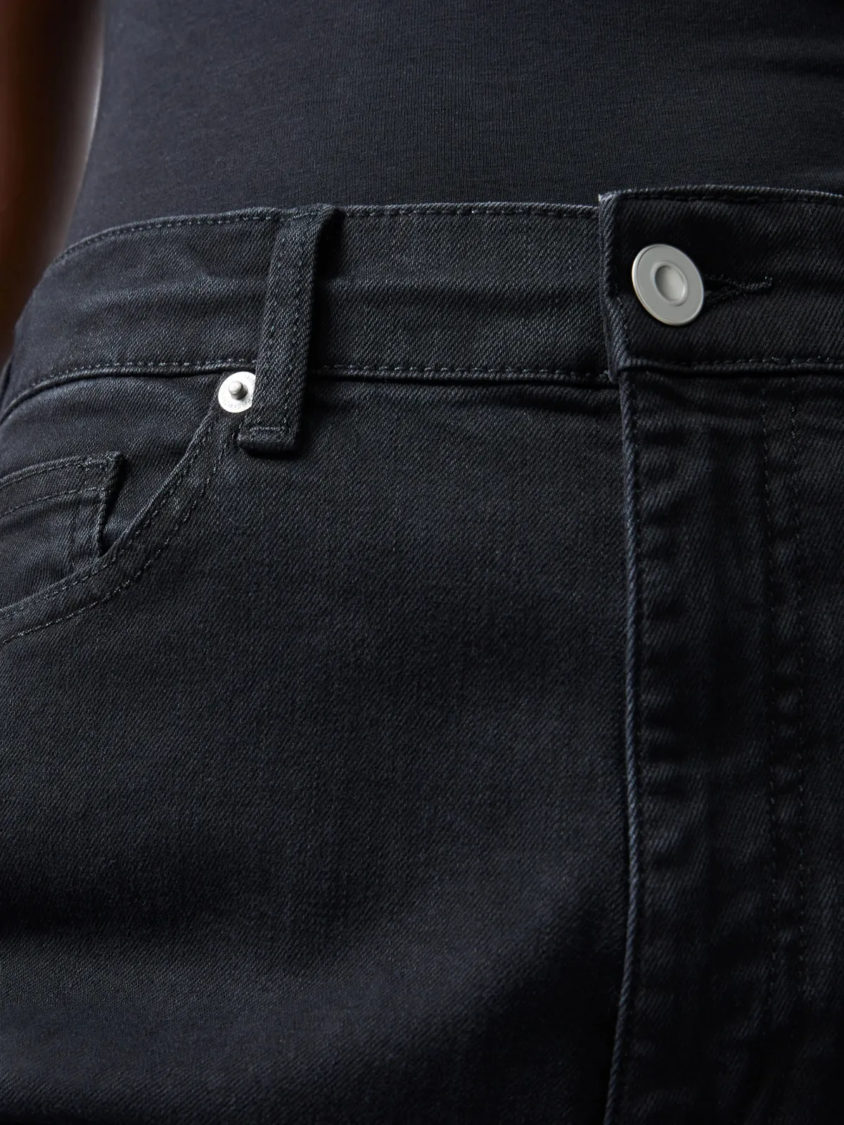 Straight Slim Solid Color Denim Trousers