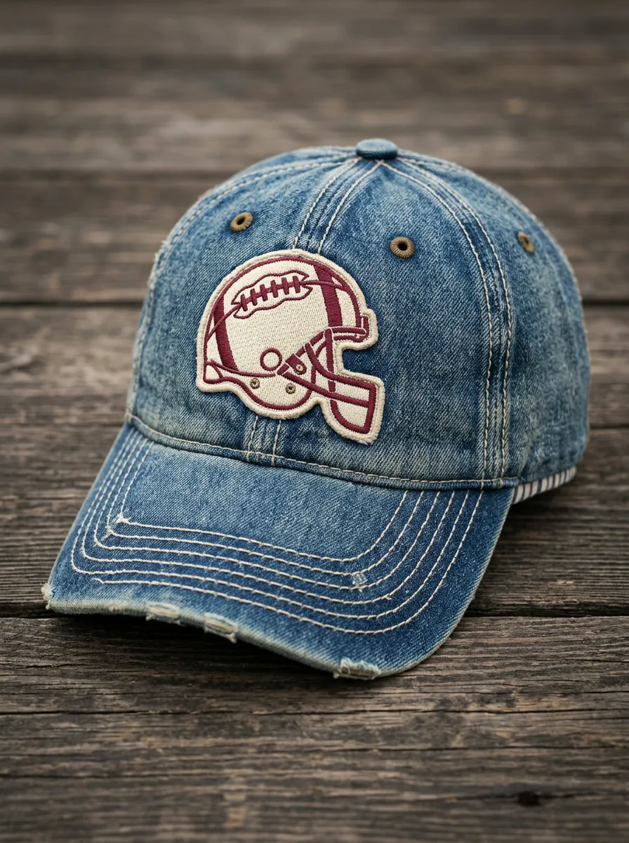 Unisex Football Fan American Helmet Embroidered Denim Baseball Cap