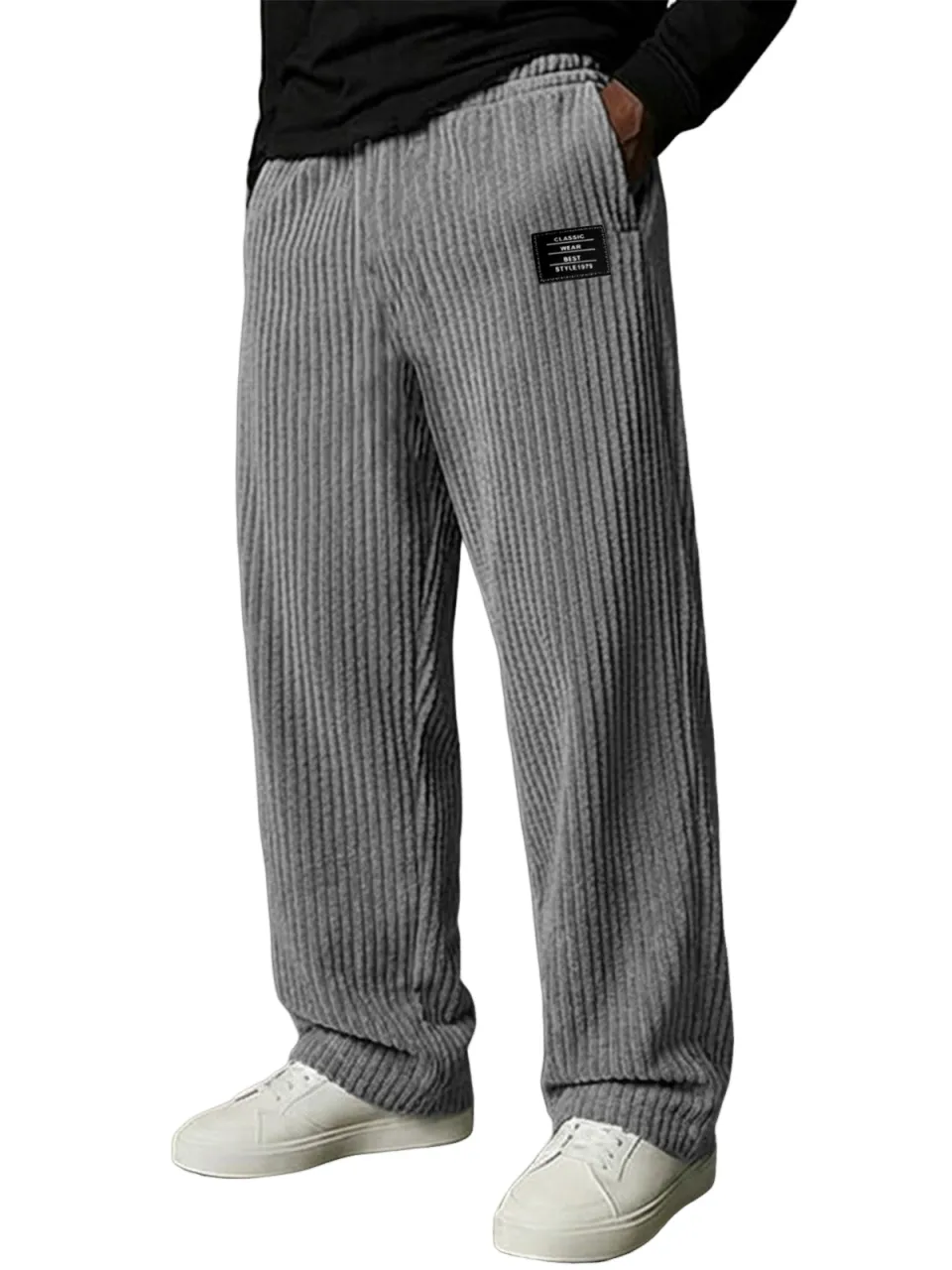 Corduroy Striped Seamed Trousers