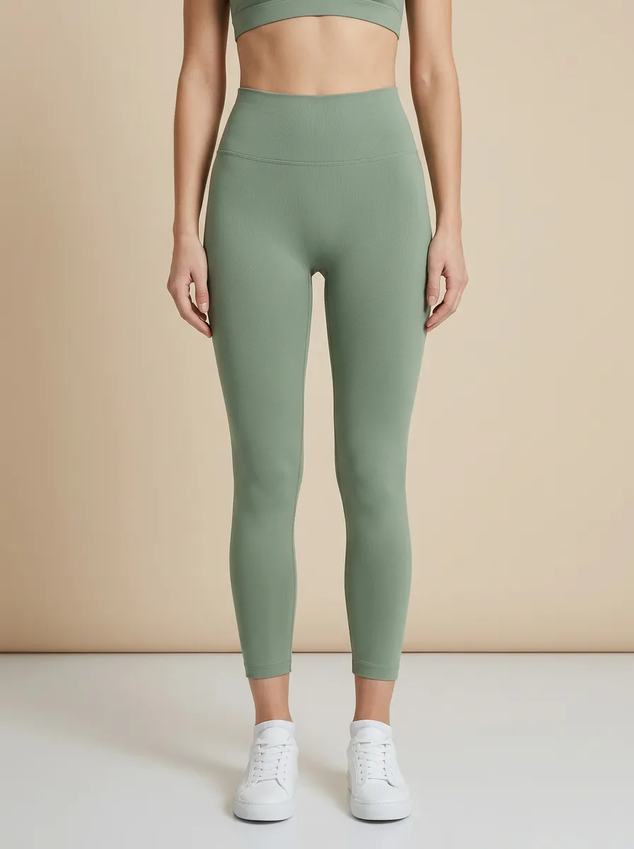 Women's Seam-Free-Front Ankle-Length Seamless-Look Pocket-Free Hardware-Free High-Rise Leggings