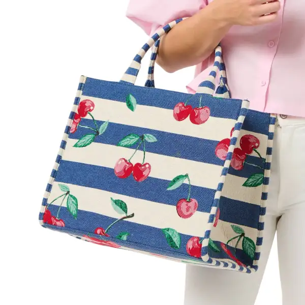 Cherry Stripe Jacquard Tote