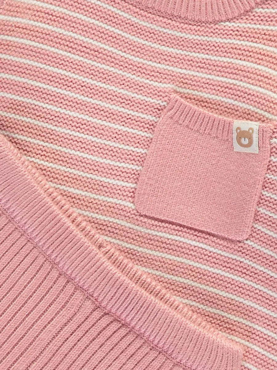 Pink Striped Knitted Jumper and Leggings Outfit