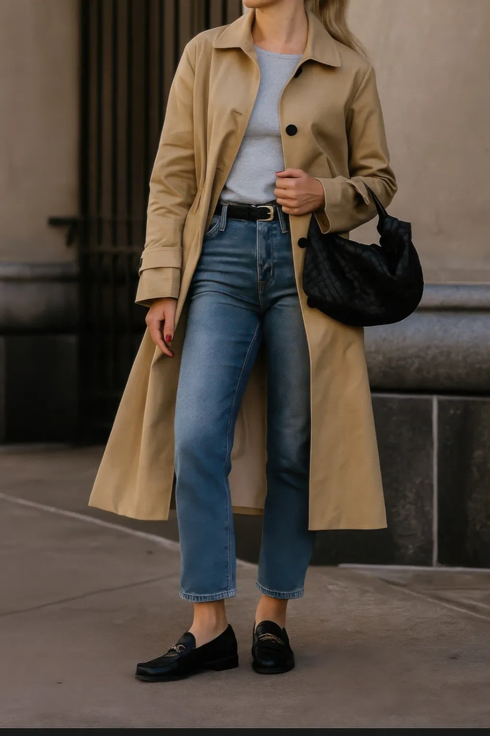 Solid Long Sleeve Trench Coat Lined