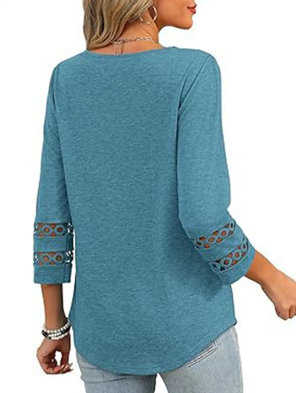 V-Neck Lace Trim Top