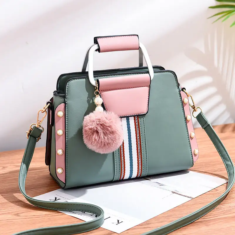 Chic PU Leather Shoulder Bag Beaded Flap Stylish