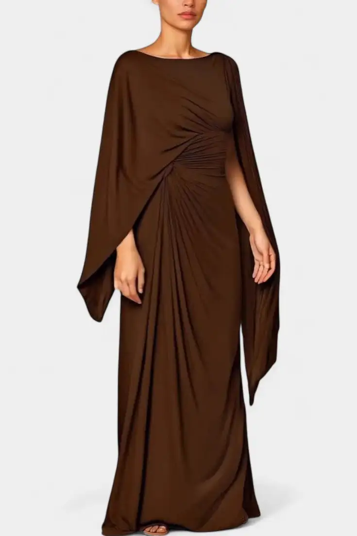 Draped Cape Maxi Dress