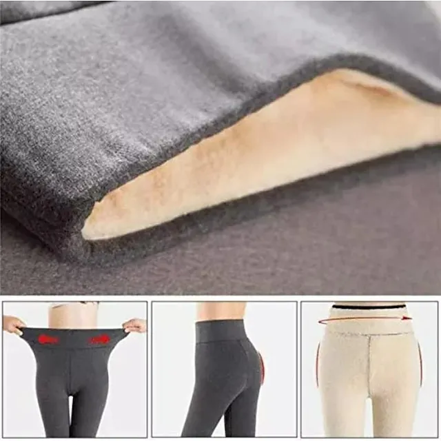3Pack Women's Fleece Pants Tights Leggings Fleece lined  High Waist Tights Casual / Sporty Athleisure Weekend Yoga Micro-elastic Ankle-Length Tummy Control