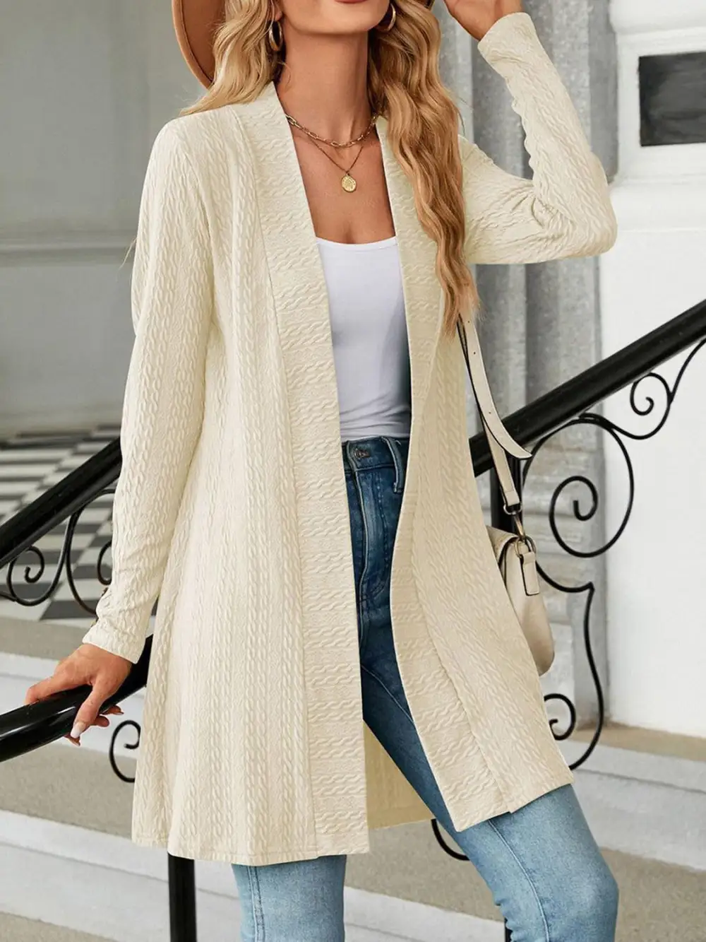 Open-Front Long-Sleeve Cardigan