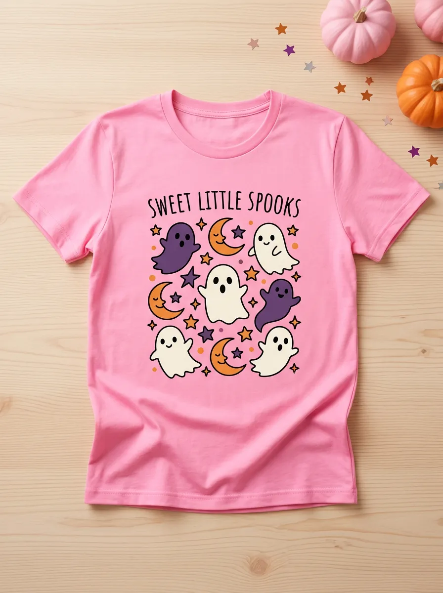Ghost Moon Star Halloween Graphic T-Shirt