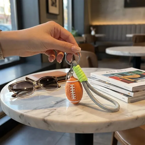 Refined Lightweight Sports-Ball Charm Keychain