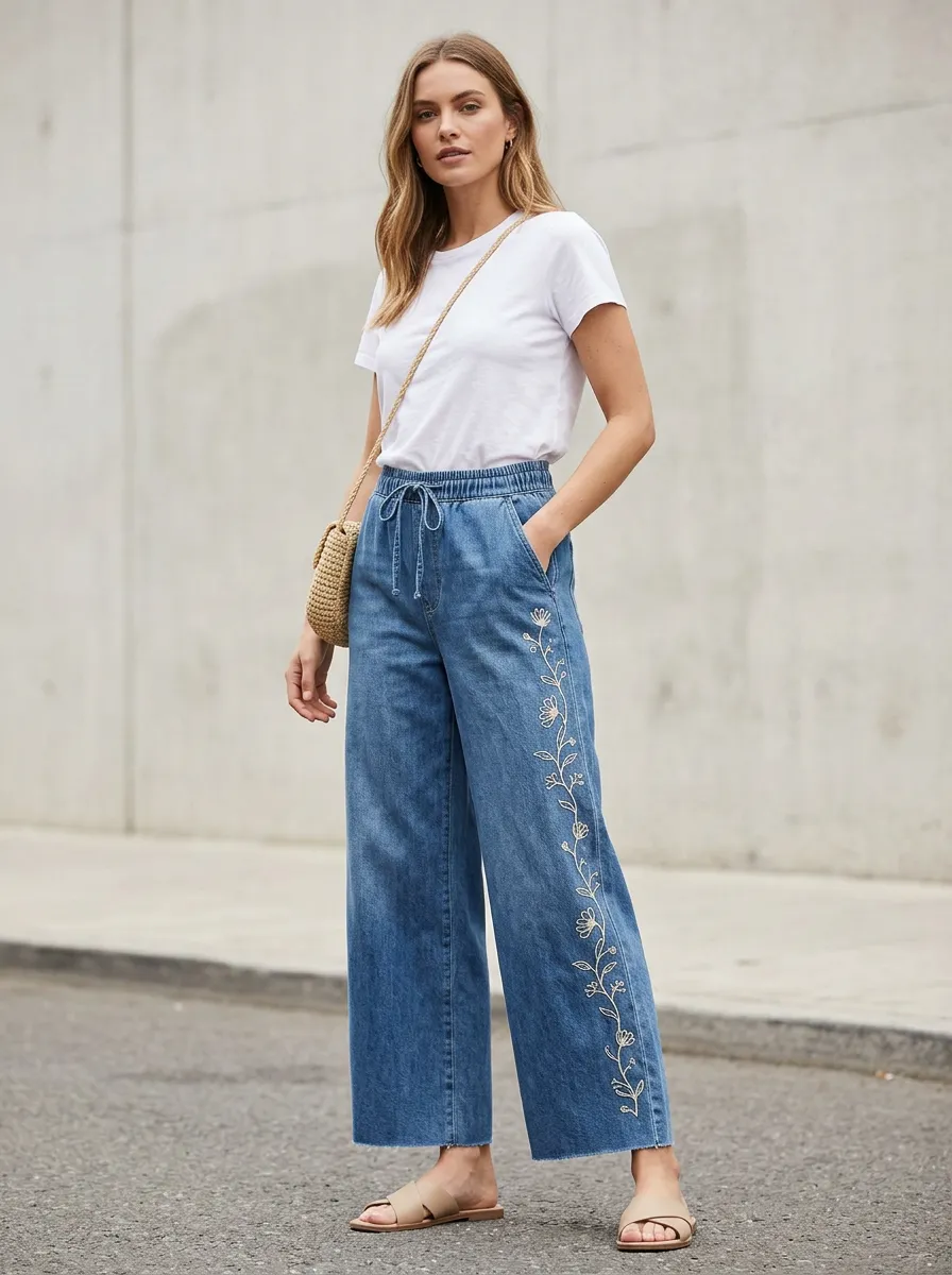 Women's Wide Leg Casual Denim Jeans