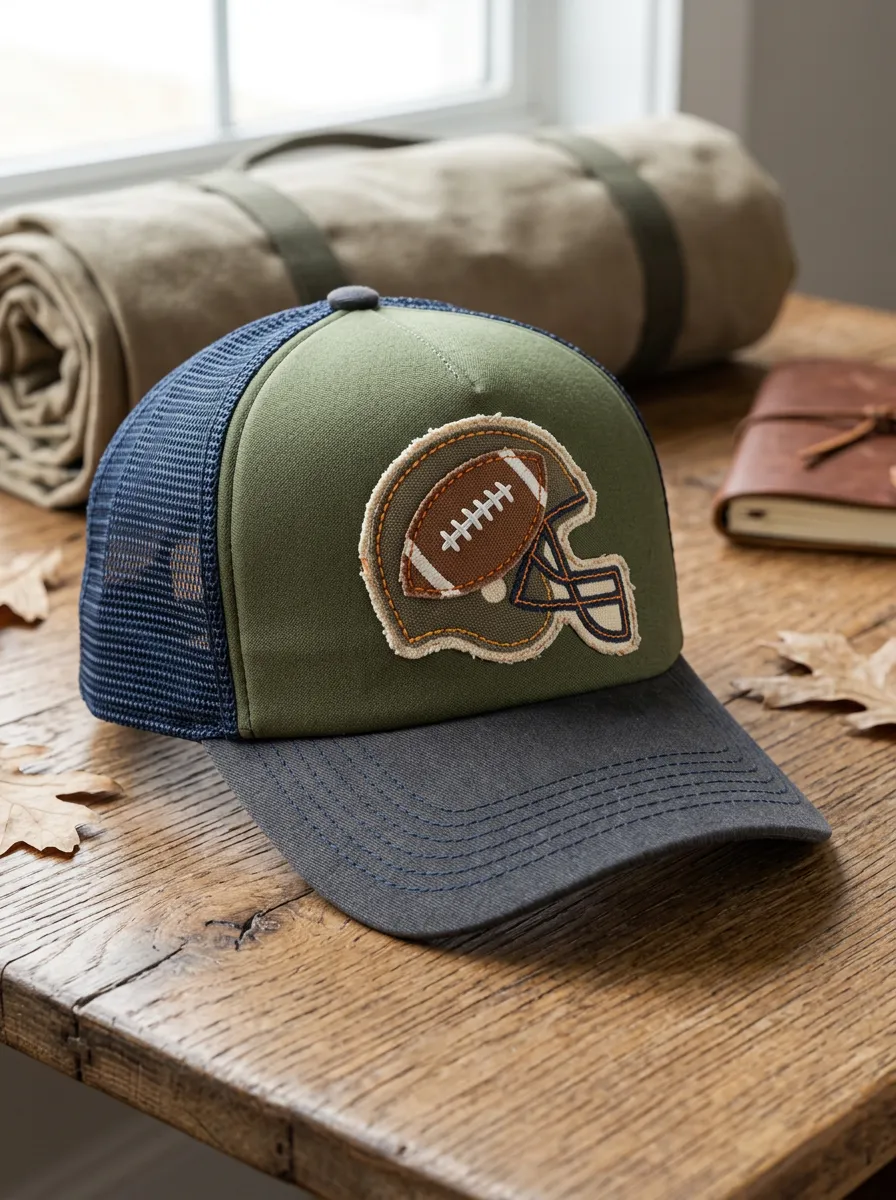 Men's Football Fan American Football Helmet Embroidered Mesh Trucker Cap