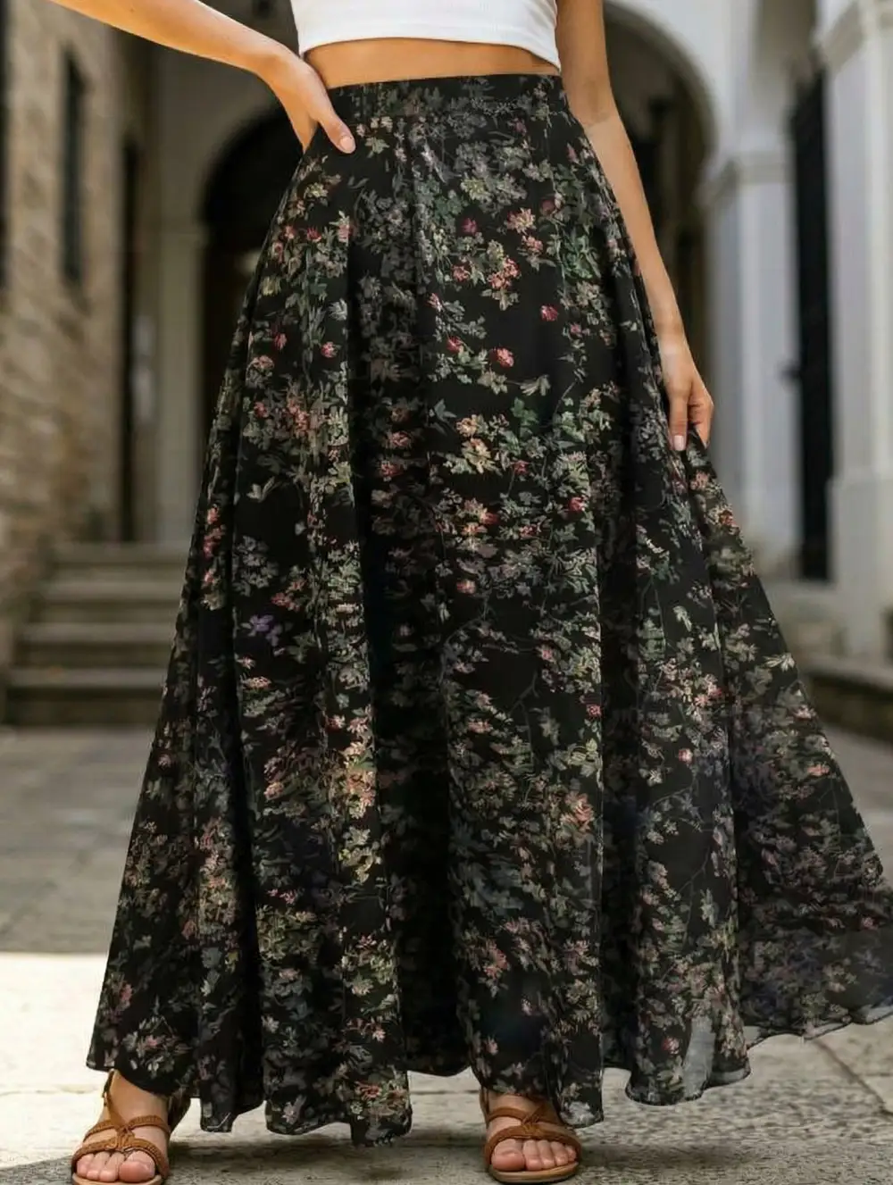 Elegant Printed Midi Skirt