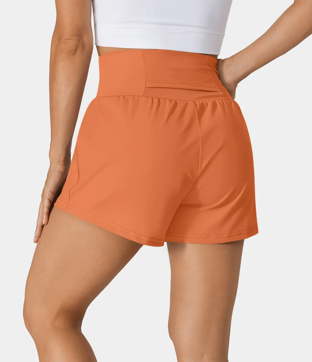 2026🔥  Super High Waisted Back Pocket & Side Hidden Pocket 2-in-1 Yoga Shorts 2.5