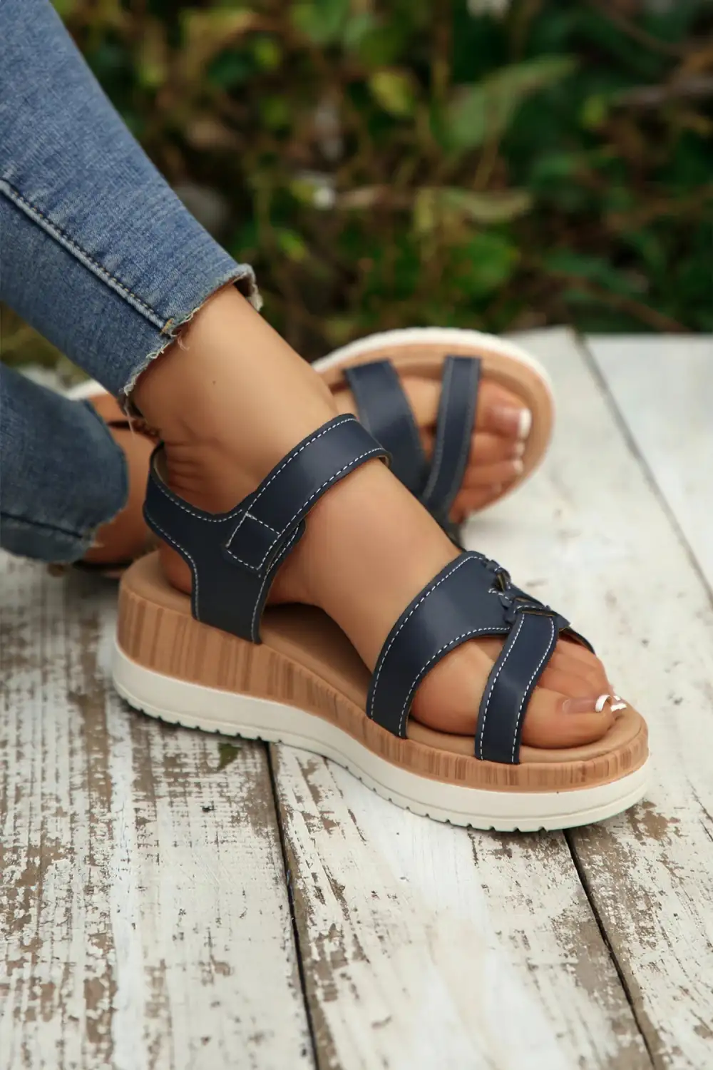 Leather Slip-On Flat Sandals