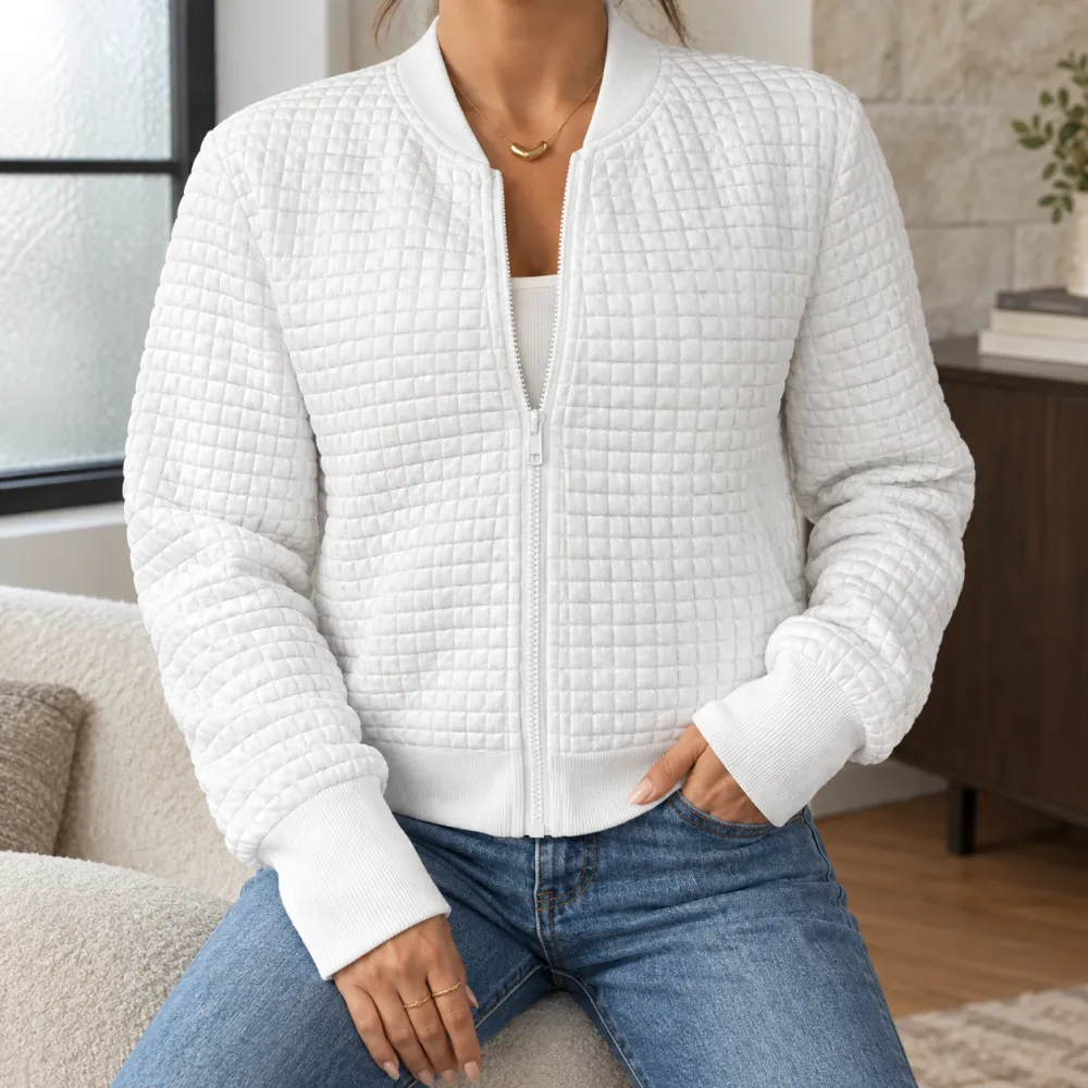 Quilted Ribbed Trim Jacket