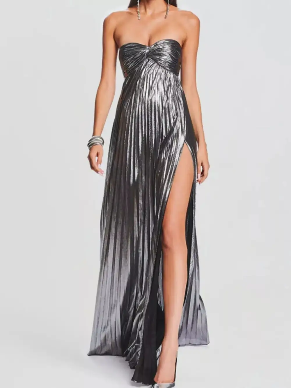 Side Slit Maxi Tie Detail Dress