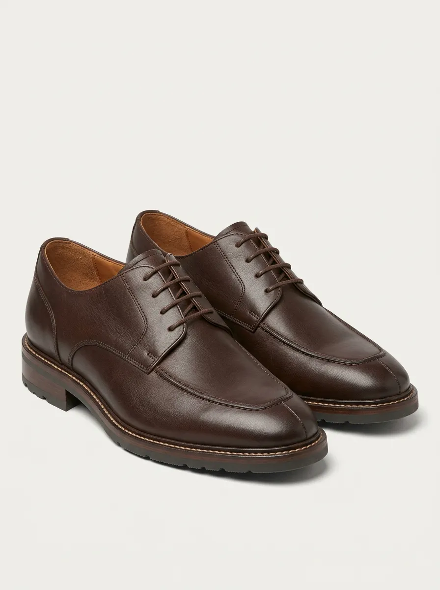 Men's Classic Business Brown Leather Lace-up Dress Oxford Shoes