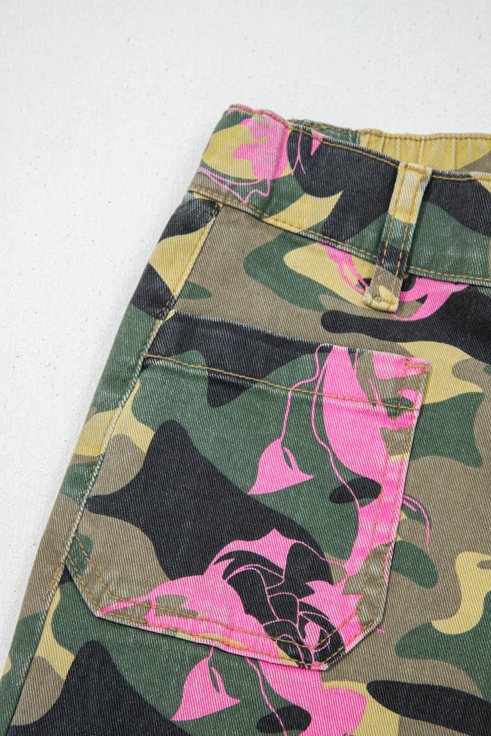 Mixed Print Straight Leg Jeans