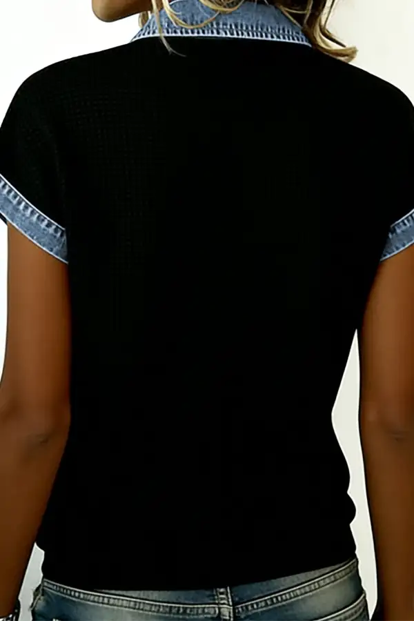 Women's Colorblock Patchwork Knit Blouse