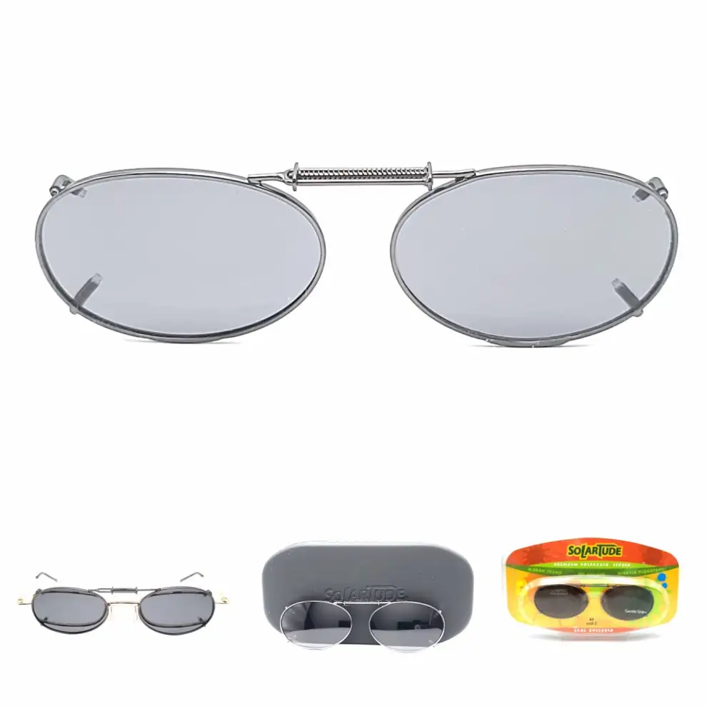 44mm Oval Polarized Clip-On Sunglasses