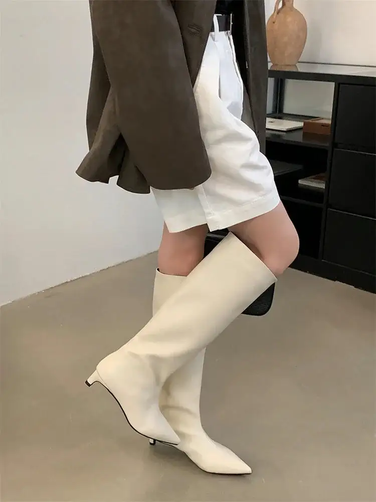Pointed-Toe Knee-High Boots