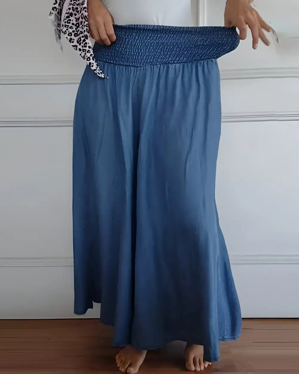  Smocked Elastic Waist Maxi Skirt