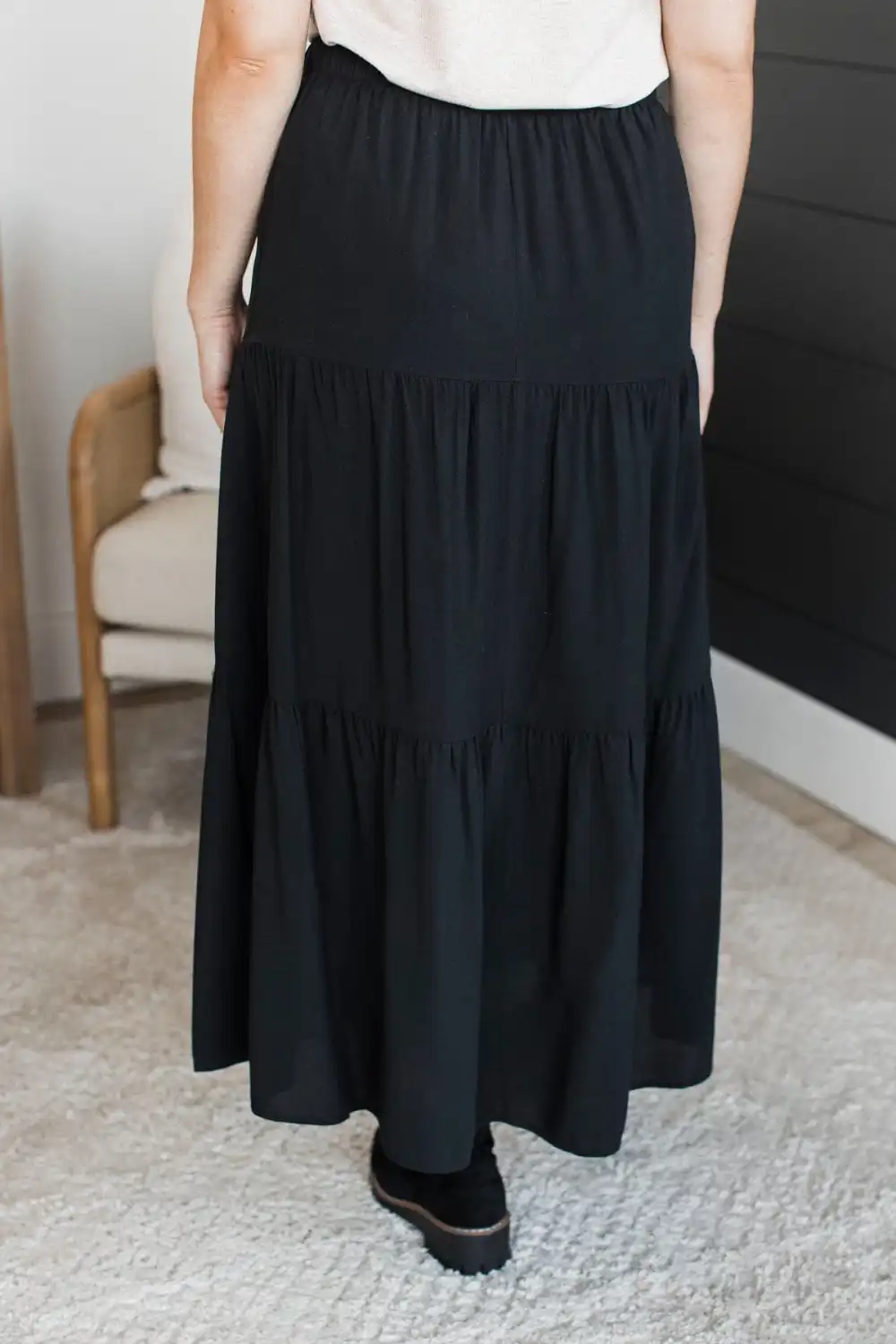 Elastic Waist Casual Maxi Skirt