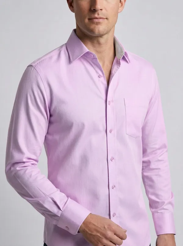 Men's Business Casual Light Blue Solid Color Long Sleeve Dress Shirt