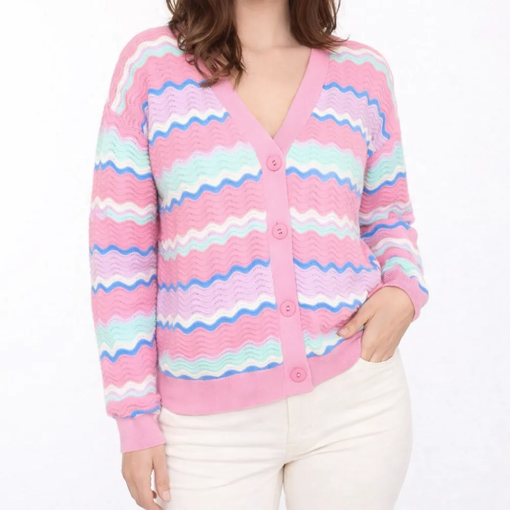 Classic Wool Cotton Longline Heart Pattern Cardigan