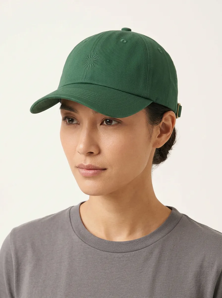 Unisex Minimalist Sunburst Embroidered Green Baseball Cap