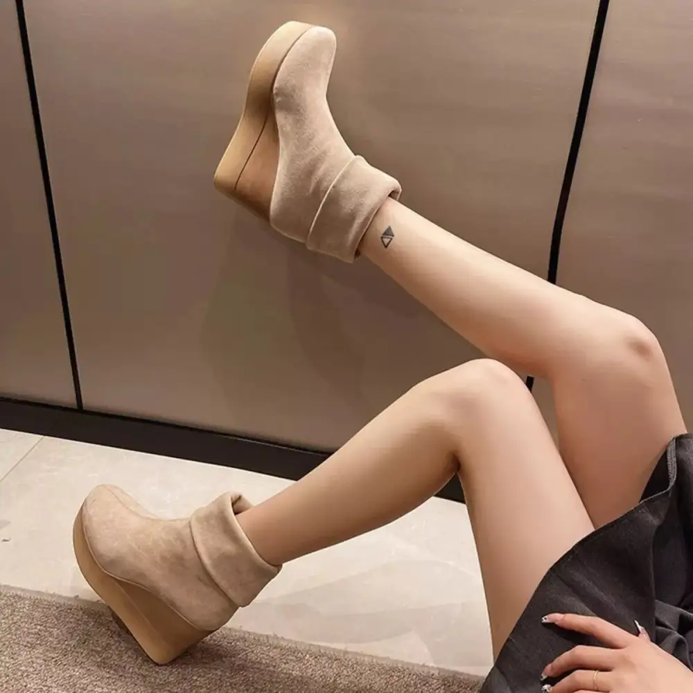 Round Toe Wedge Boots