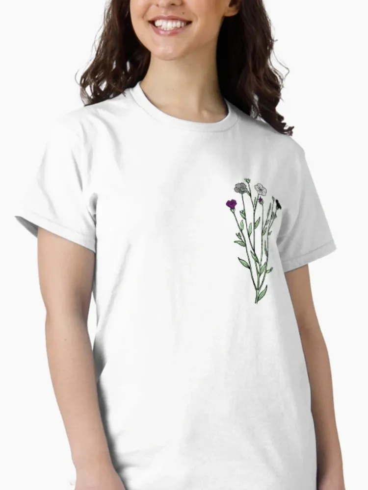 Women's simple floral-print round-neck short-sleeved T-shirt