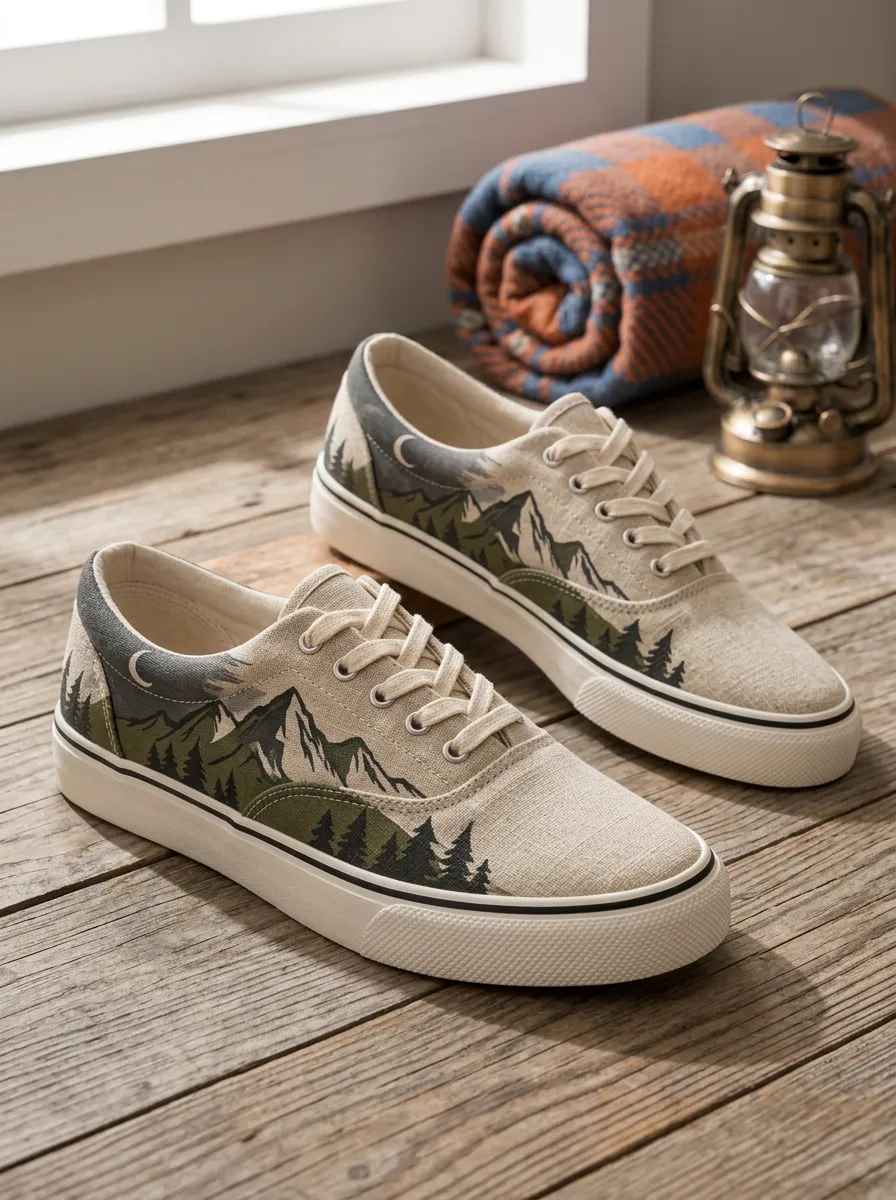 Men's Street Nature Lover Mountain Forest Patterned Canvas Shoes