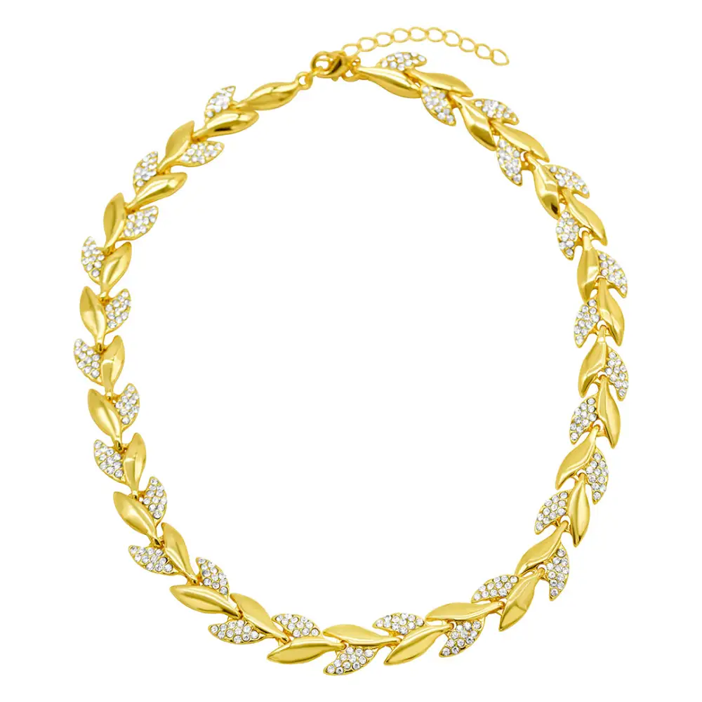Crystal Leaf Chain Necklace