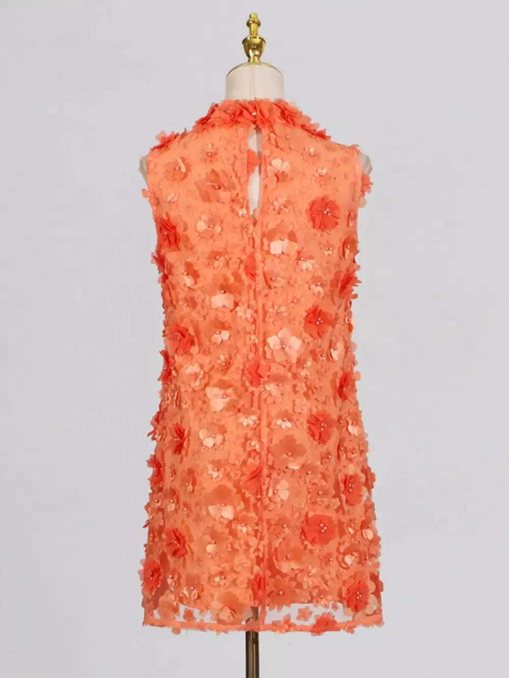 Floral High Neck Sleeveless Mini Dress