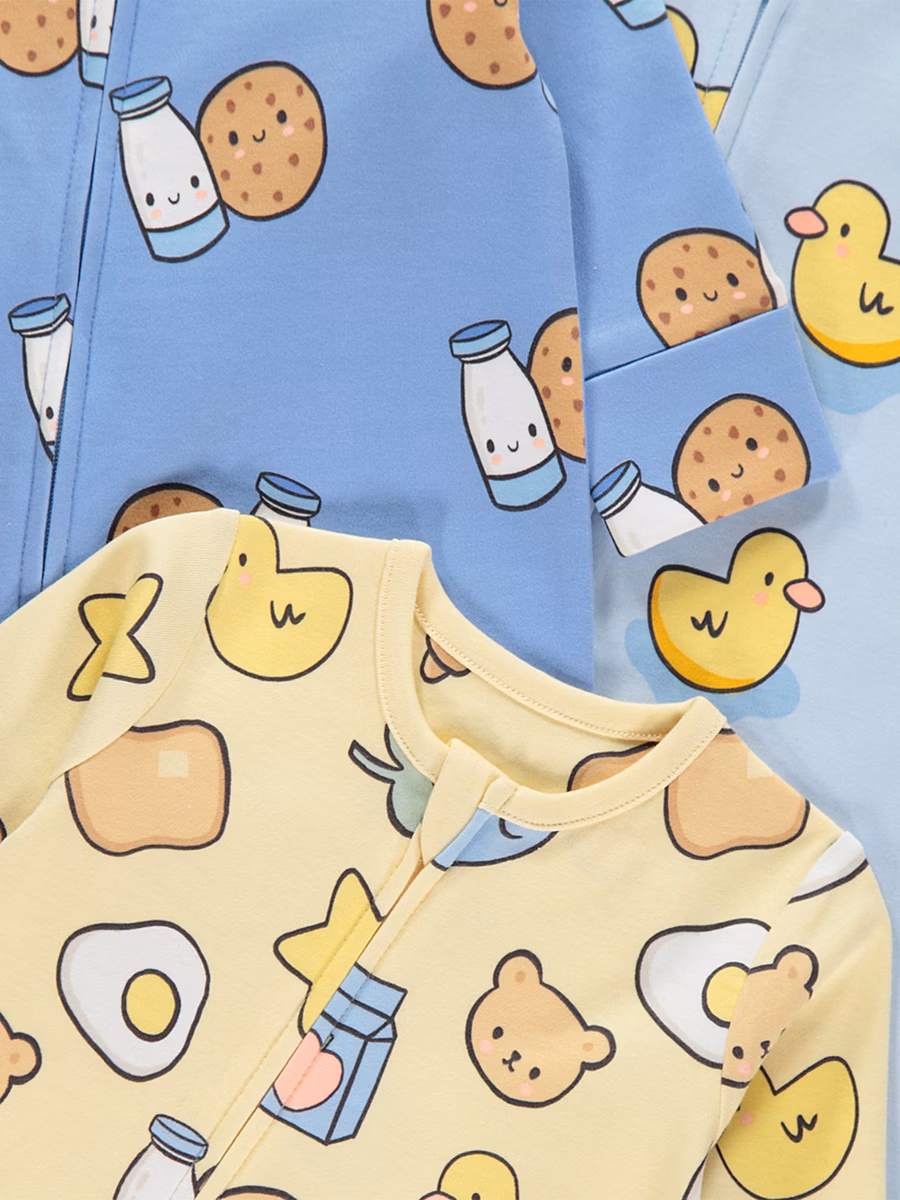 Milk and Cookies Zip Fasten Sleepsuits 3 Pack detail 1