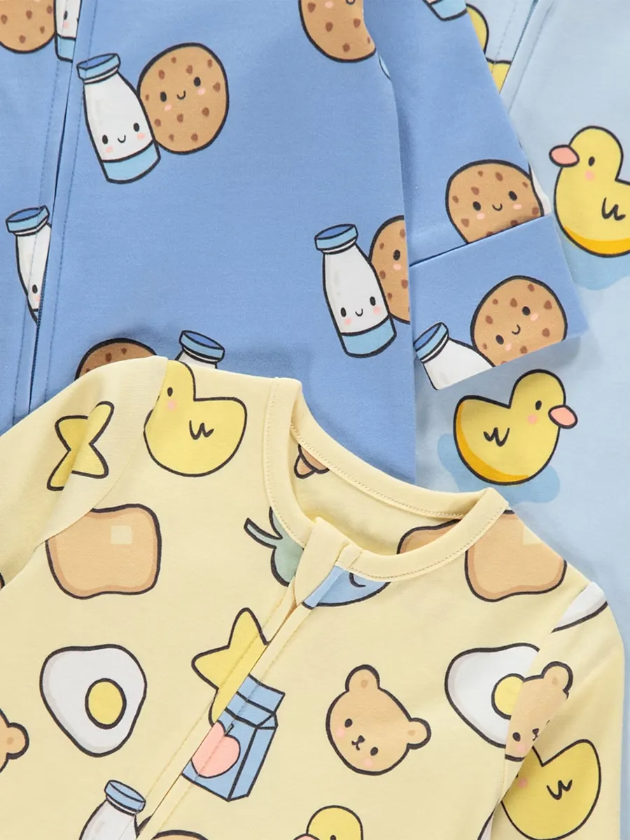 Milk and Cookies Zip Fasten Sleepsuits 3 Pack