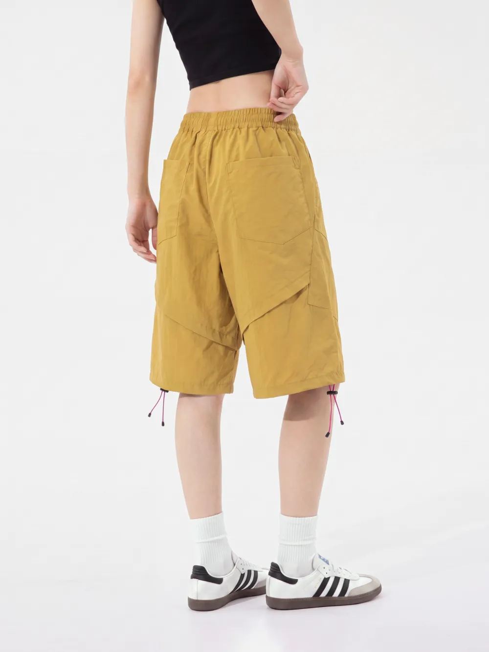 Elastic Waist Stretch Utility Casual Shorts