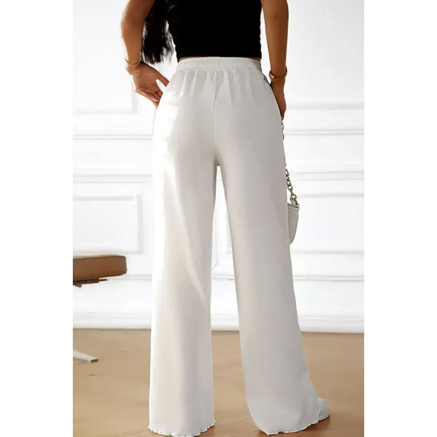 Drawstring Wide Leg Pants with Pocketed