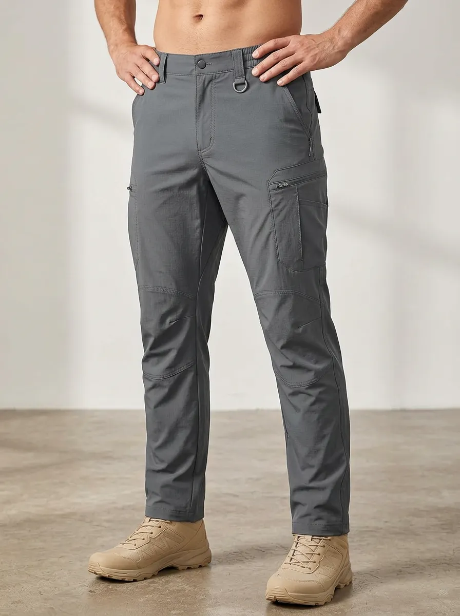 Men's Multi-Pocket Quick-Dry D-Ring Flex-Knee Cargo Pants