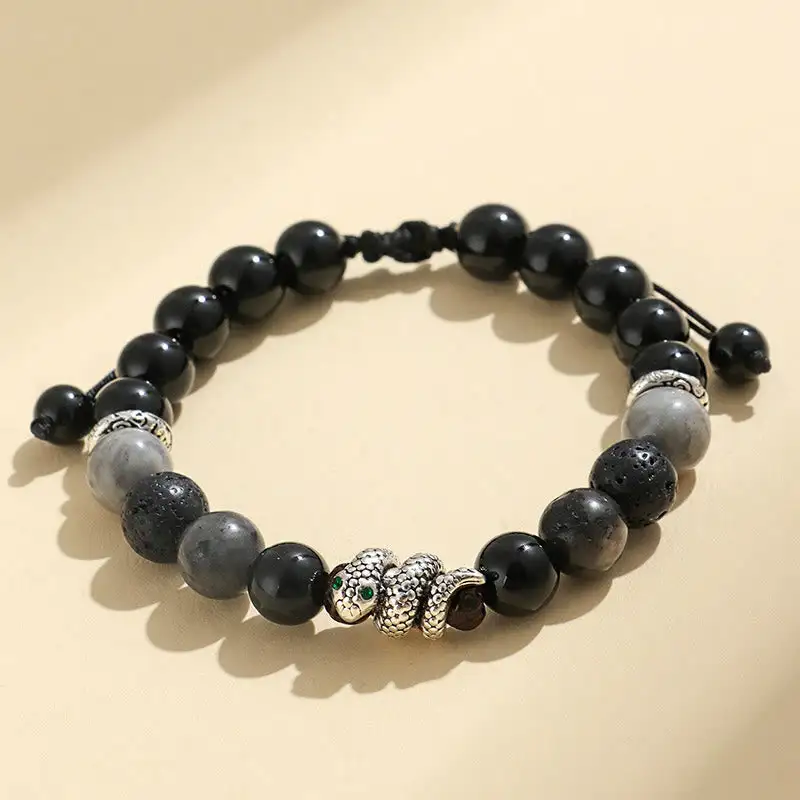 Onyx Glitter Stone Agate Turquoise Snake Bracelet