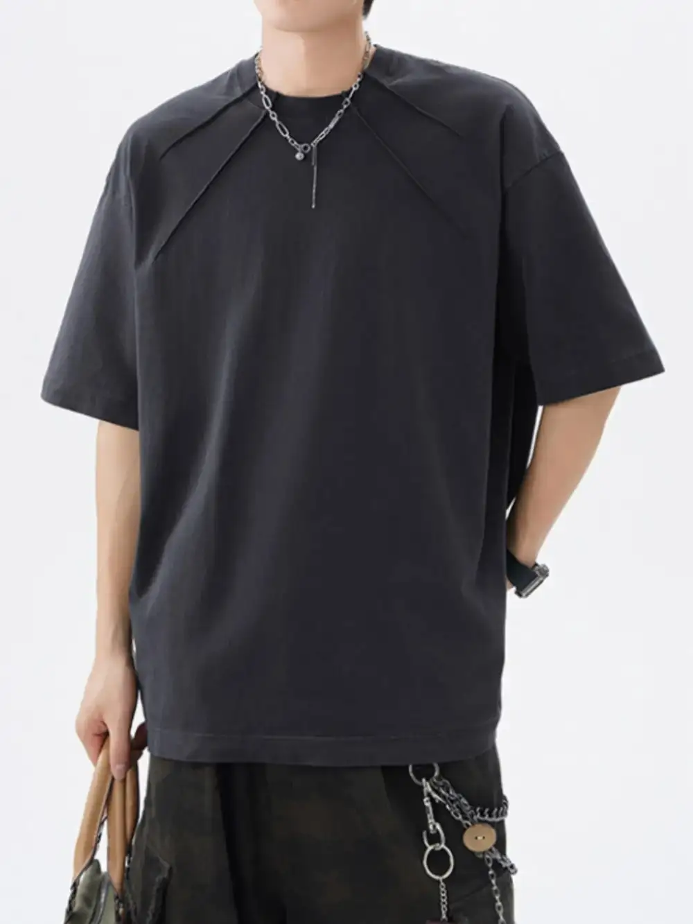 Cotton-Blend Round-Neck Short-Sleeve T-Shirt