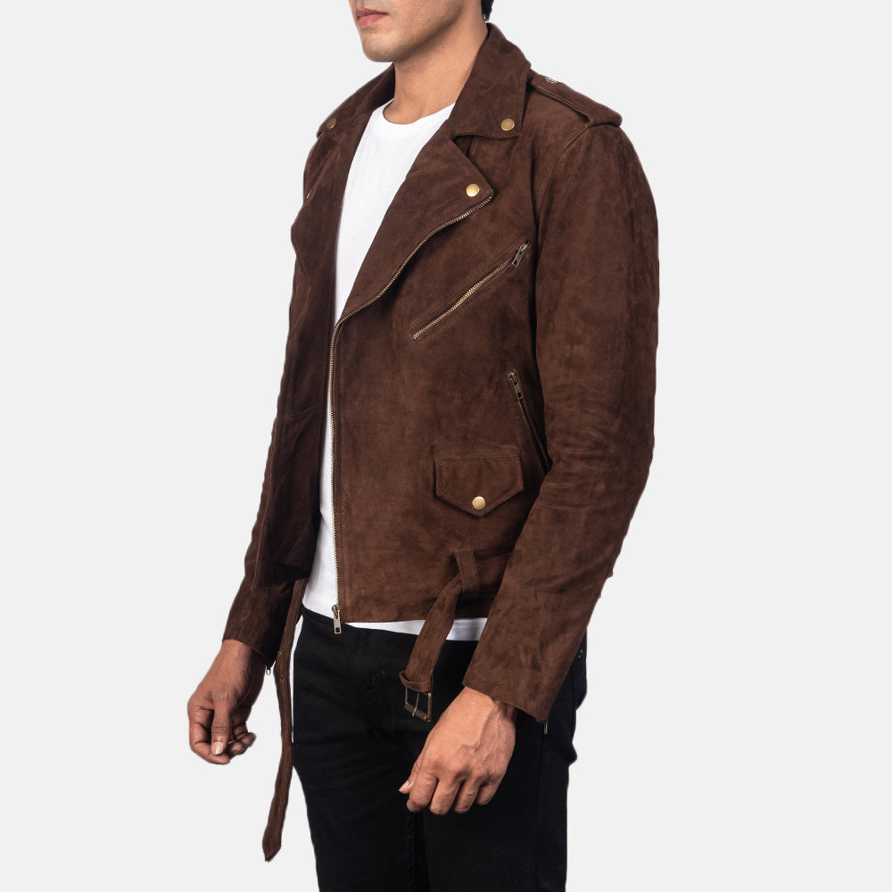 Men's Textured Biker Suede Jacket
