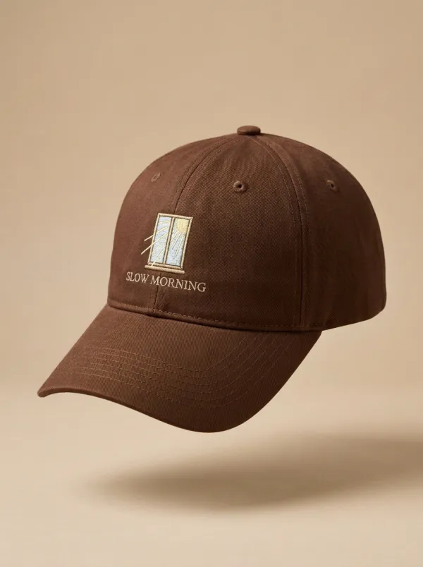 Relaxed Slow-Morning Window-Motif Embroidered Unisex Baseball Cap